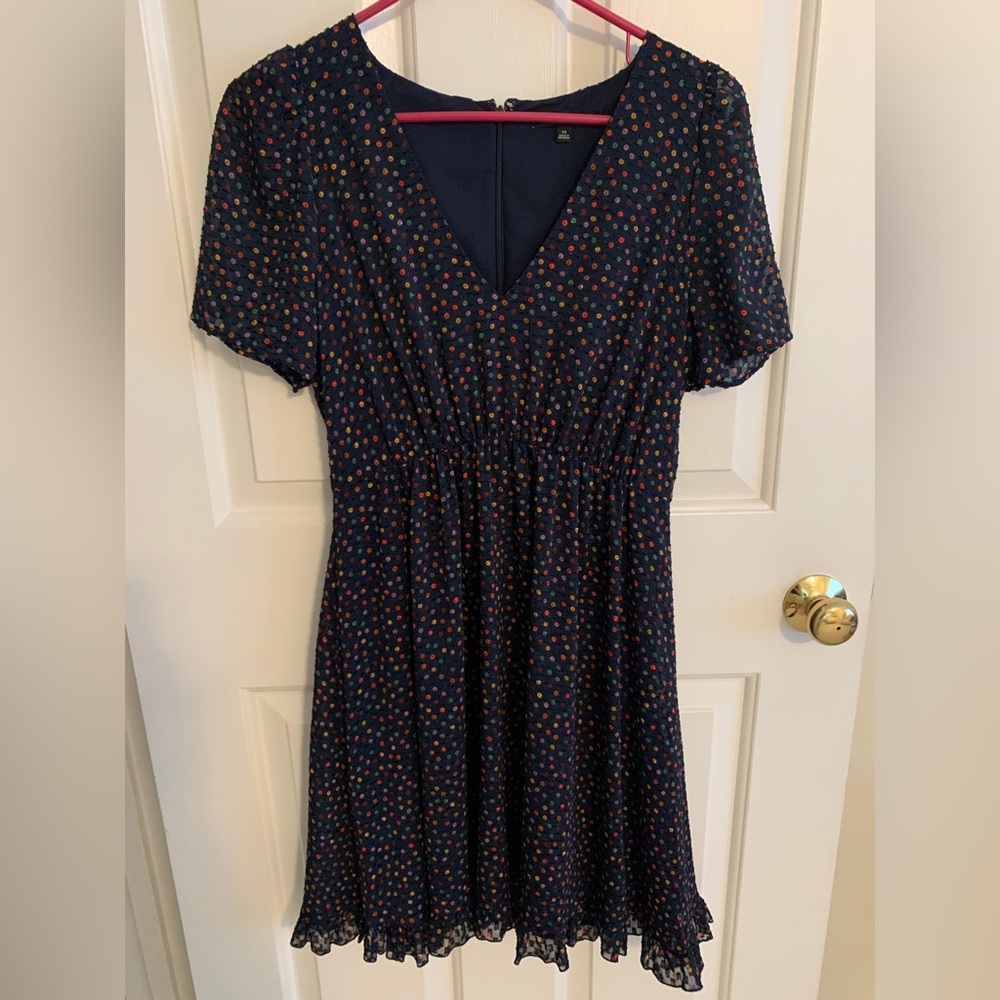 Madewell Flutter-Sleeve Ruffle-Hem Dress in Sugar Dot Size 00